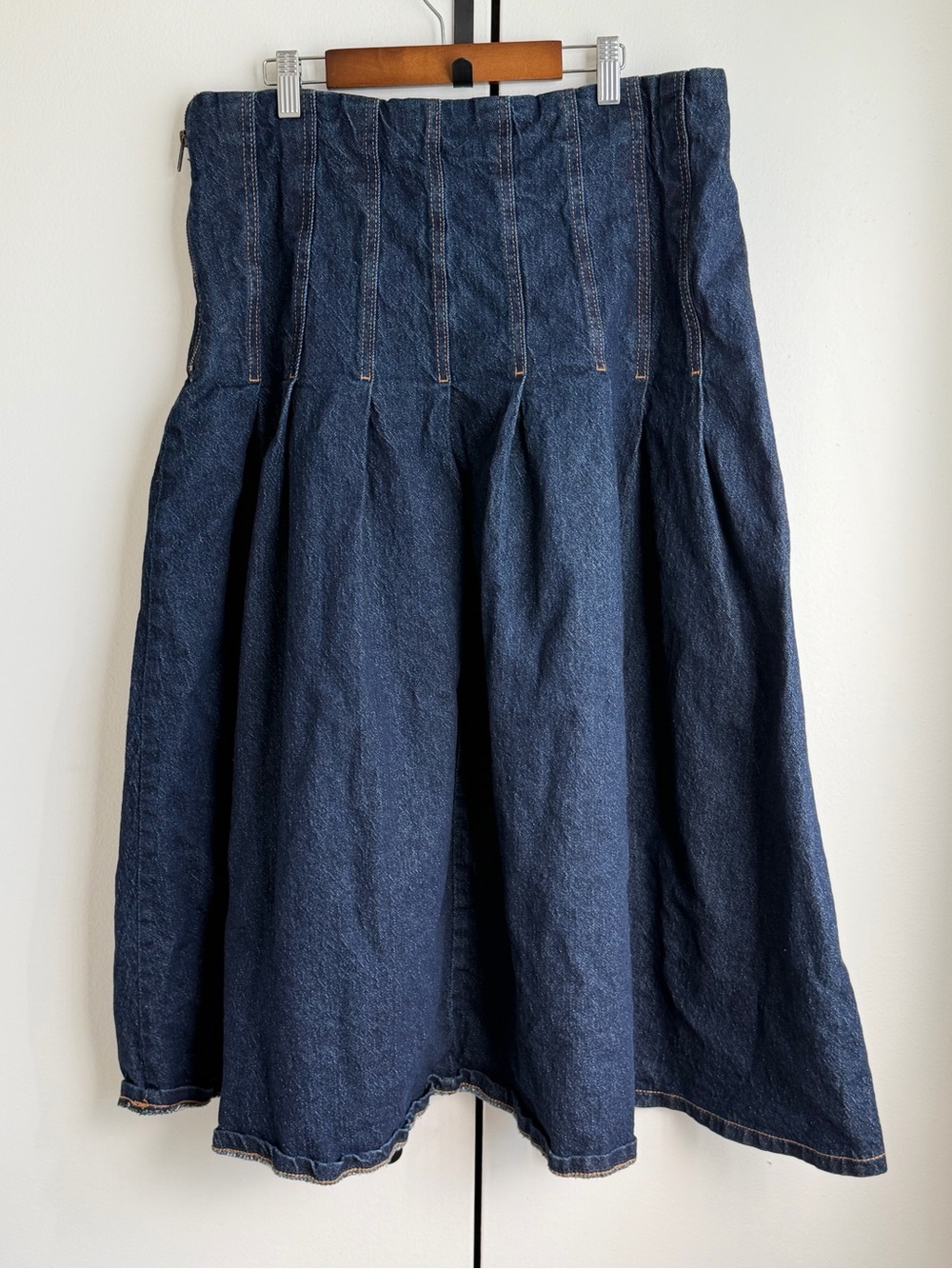 Dark Blue Denim Midi Skirt - Picture 2 of 3